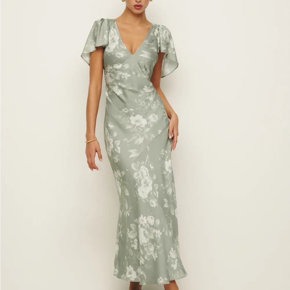 Reformation Vida Sage Floral Dress